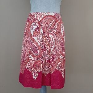 ​Ann Taylor Paisley Print A-Line Skirt Pink Coral Size 8